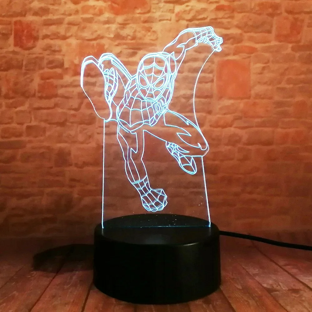 5 различных супергероев Человек-паук 3D лампа 7 цветов светодиодный градиентный ночной Светильник дети Lampara спящий творческий подарок на праздник