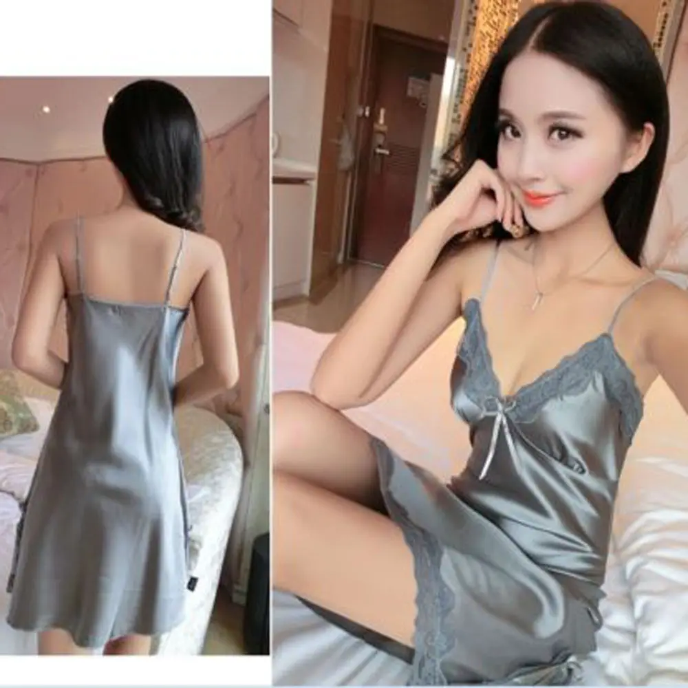 2018 новейшее сексуальное женское белье шелковое платье ночная рубашка|Кофты для