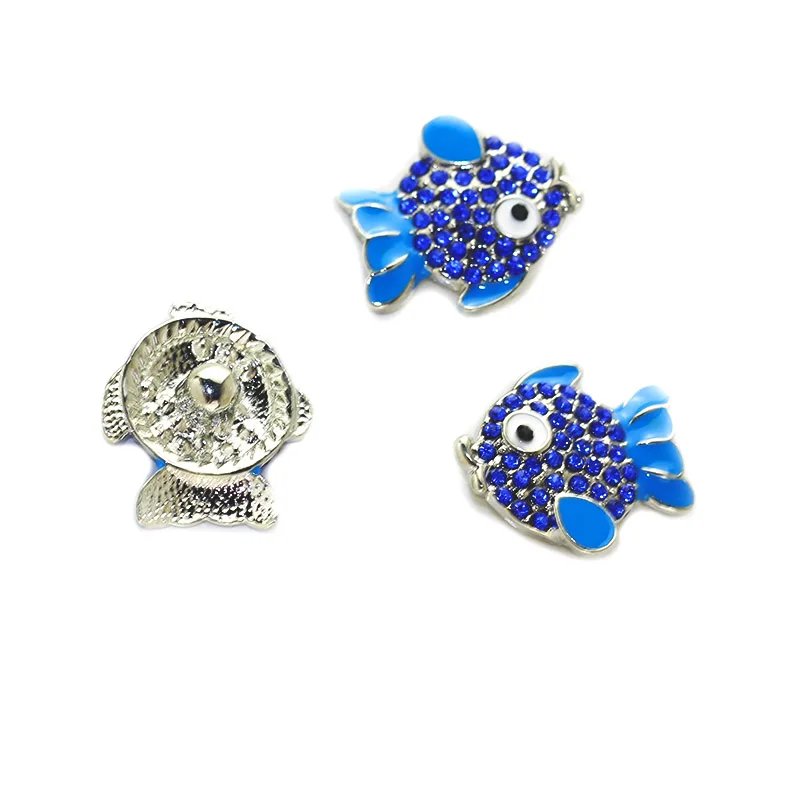Bo world 10 Pcs/lot Blue Fish New 18MM Metal Snap Button Jewelry With Alloy Buttons Fit Vintage Bracelet Bangles BR010 | Украшения и