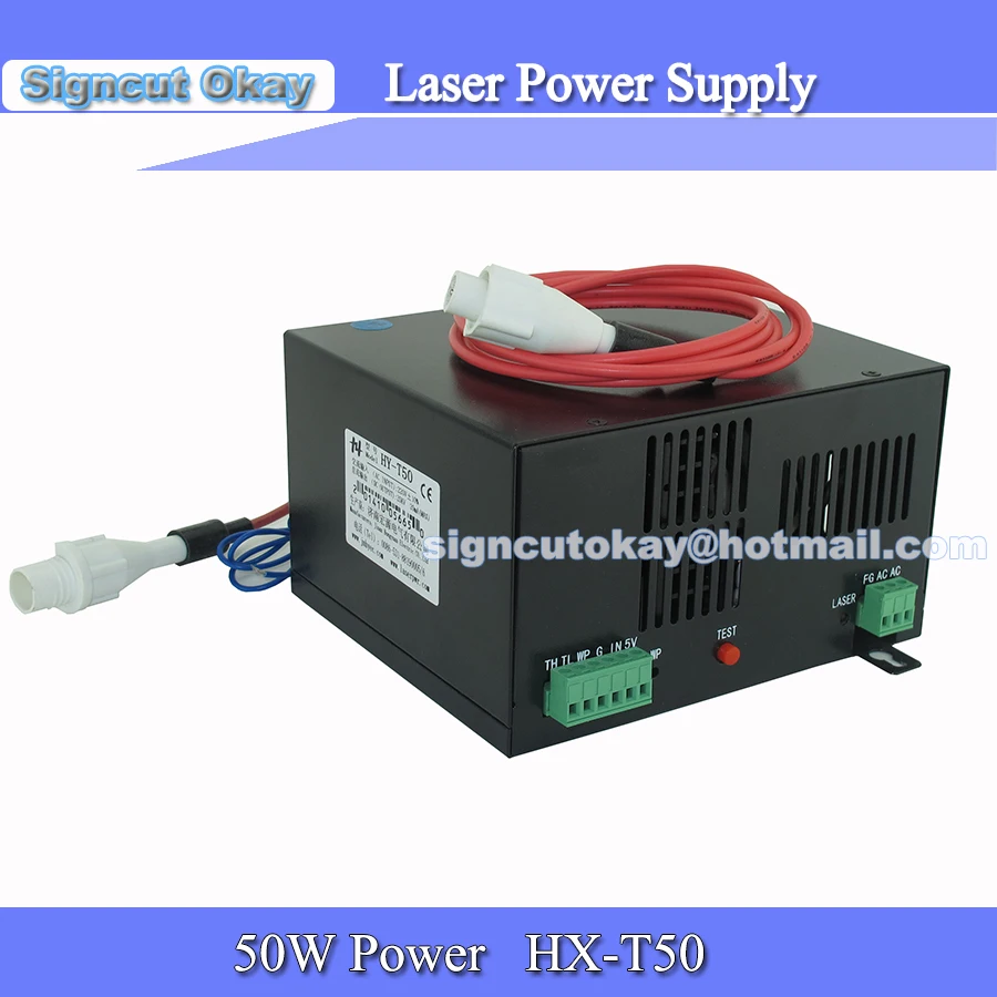 

HY50w Co2 Laser Power Supply 50W 220V/110V used for Co2 Laser Tube 50W for Co2 Laser Cutting and Engraving Machine