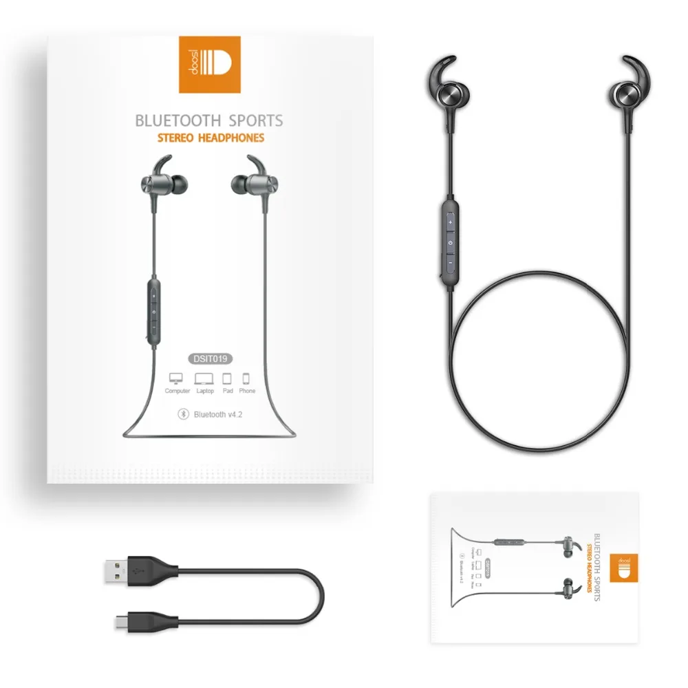 Беспроводные наушники Doosl Bluetooth 4 2 Snug Fit Sports Bulit in Mic (7 часов воспроизведения