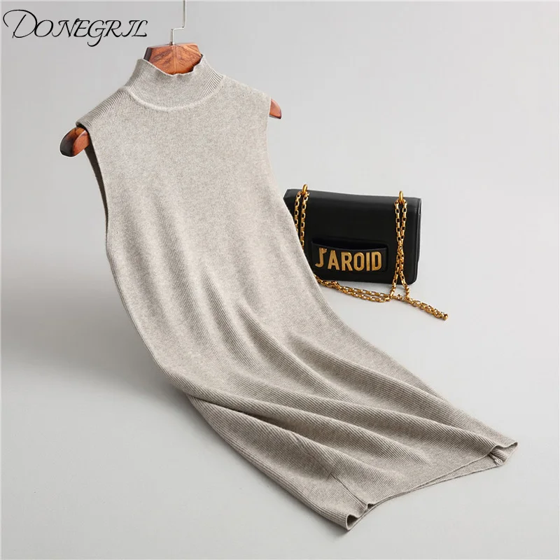 2019 осенний стиль женское сексуальное хлопковое платье без рукавов вязаный