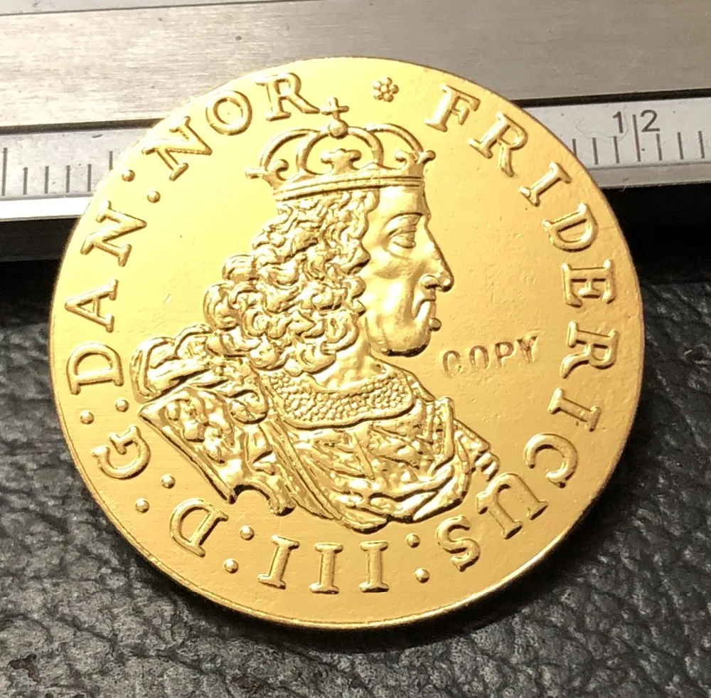 Золотая копия монеты ДАНИЯ 1 Дукат Фредерик III 1661|Безвалютные монеты| |