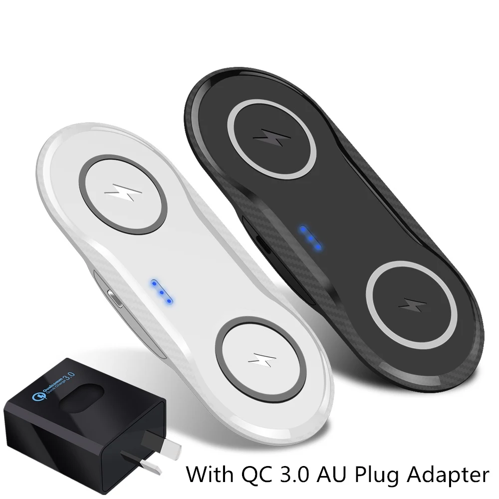 With QC 3.0 AU Plug FDGAO 20 Вт QI Беспроводное зарядное устройство двойной быстрой зарядки для iPhone 11 XS Max XR X 8 Airpods 10 Вт Двойная зарядка для samsung S10 S9 S8 - Тип штекера: With QC 3.0 AU Plug