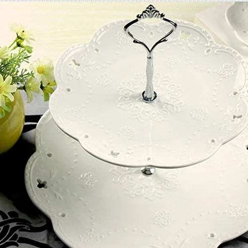 

3 Layers Crown Cake Plate Stand Handle Fitting Wedding Party Kitchen Table Decor