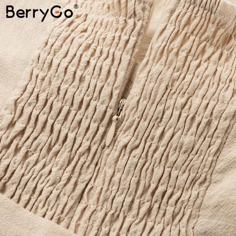 Женское платье с поясом BerryGo вечернее средней длины высокой талией и на