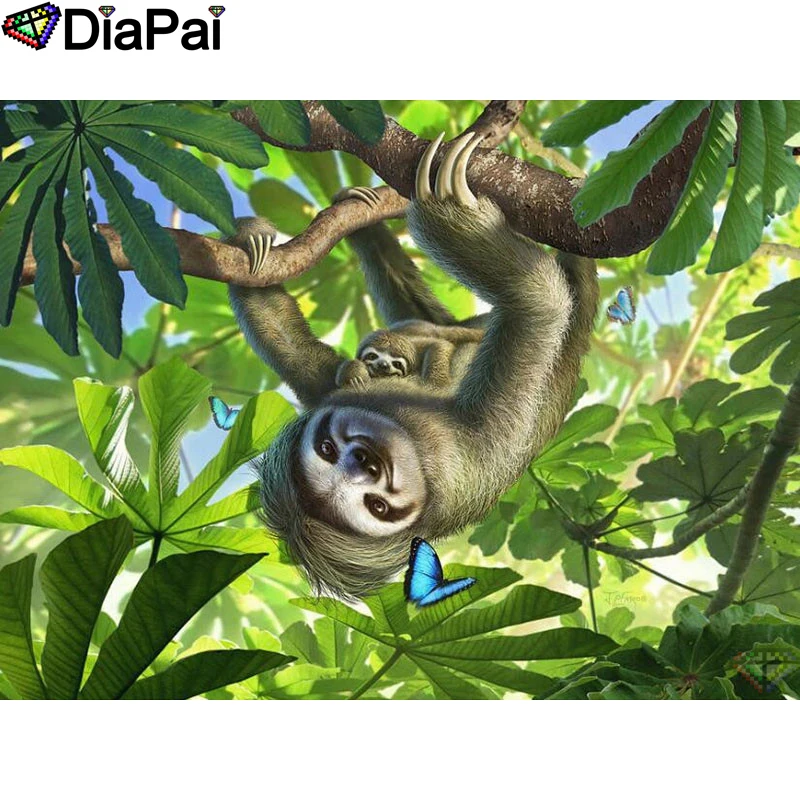 

DIAPAI 5D DIY Diamond Painting 100% Full Square/Round Drill "Animal sloth" Diamond Embroidery Cross Stitch 3D Decor A21680