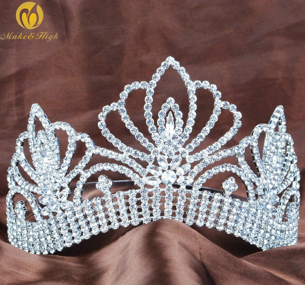 

Women Brides Tiara and Crowns Rhinestones Crystal Full Diadem Beauty Pageant Prom Party Costumes Wedding Bridal Hair Crown 00017