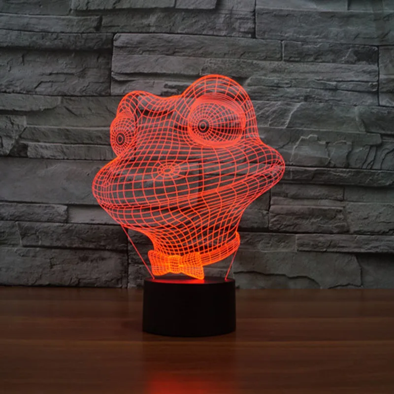 Меняющая цвет мультфильм лягушка ночсветильник для помещений 3D Светодиодная