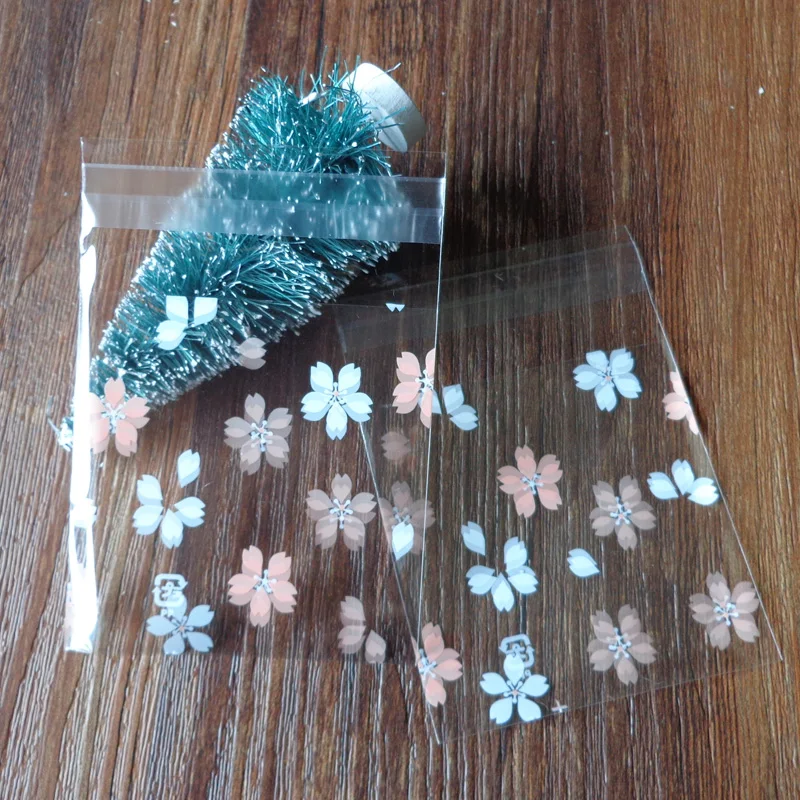 100 шт вишневого цвета маленькие прозрачные пакеты для печенья самоклеющиеся