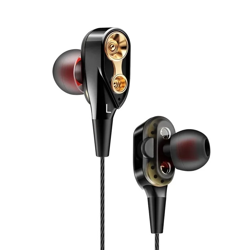 HI-FI In-ear Bass Dual Drive Wired earphones Stereo headset headphones wire with mic 3.5MM for phone xiaomi huawei iphone | Электроника
