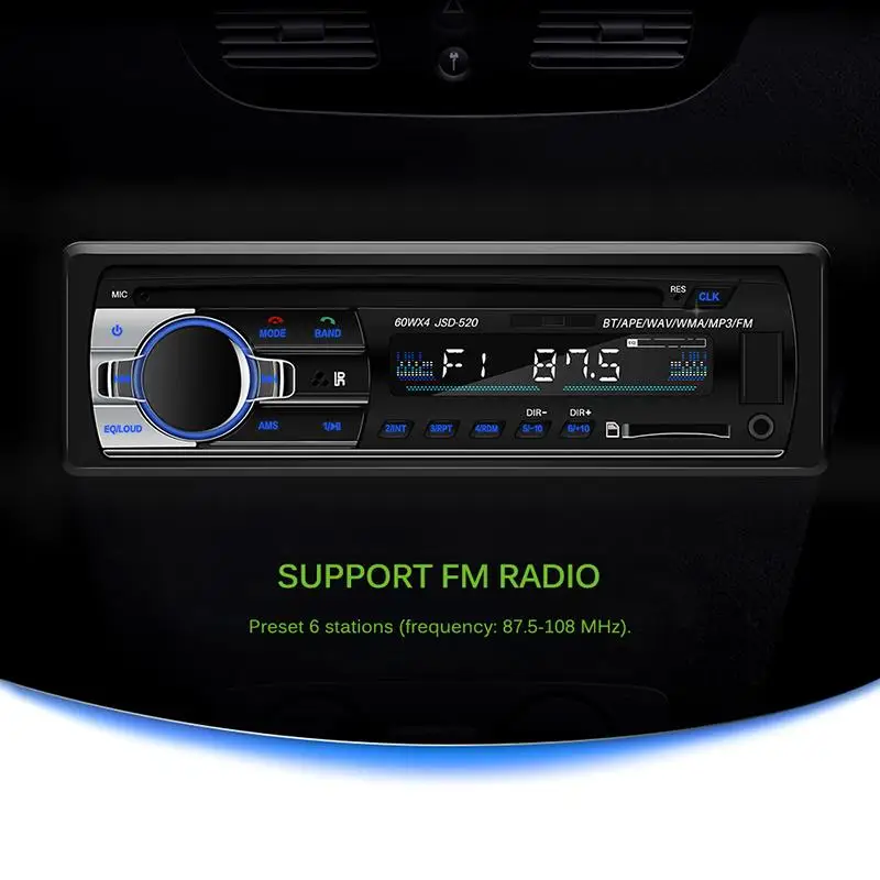 Автомобильный радиоприемник 12 В стерео система в приборной панели с Bluetooth FM Aux SD USB