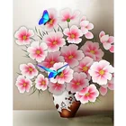 5D Diy Алмазная картина Акварельная розовая Цветочная бабочка полностью Алмазная растительная Цветочная настенная живопись холст картина алмазное Искусство Декор