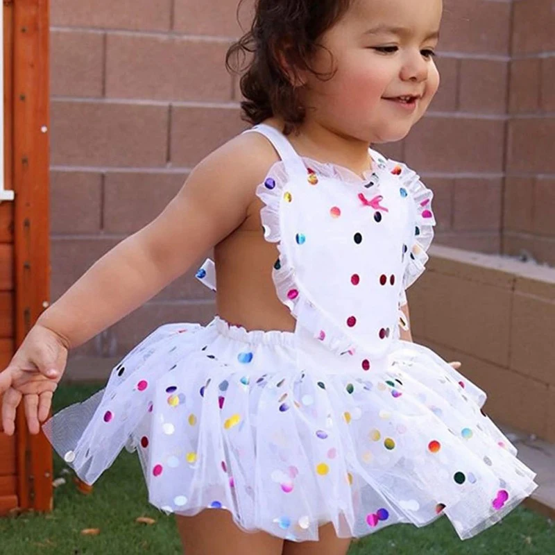 Лето 2019 детское платье в горошек боди без рукавов для маленьких девочек