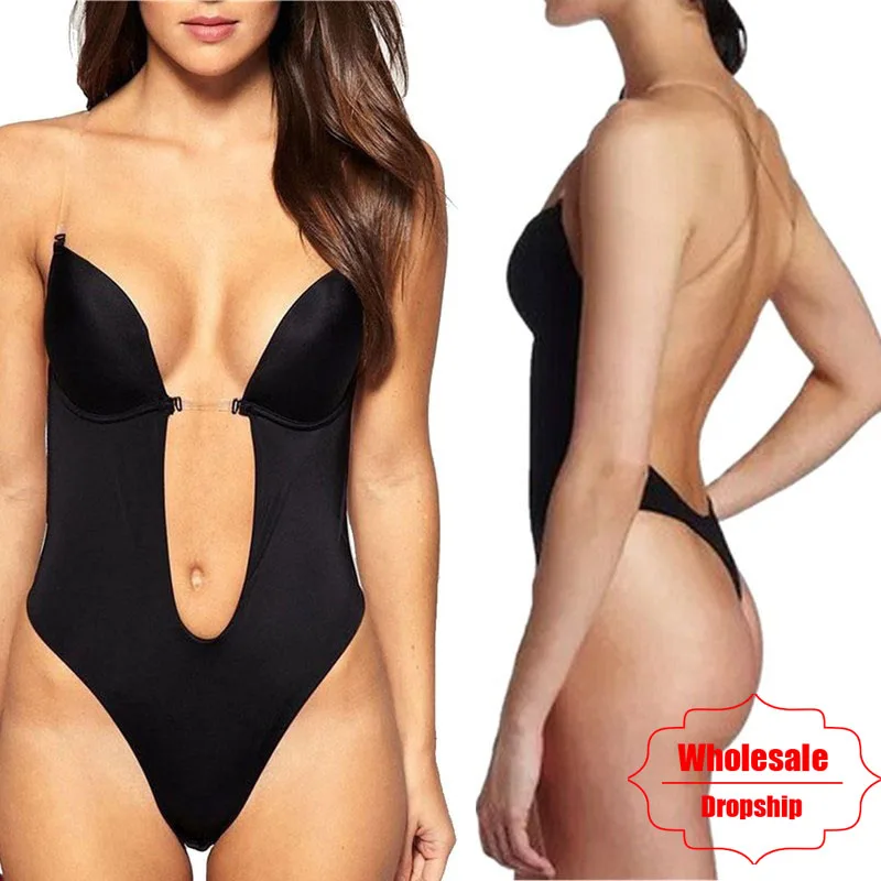 Боди женское вечернее с U образным вырезом и открытой спиной|waist trainer|women body shaperbody