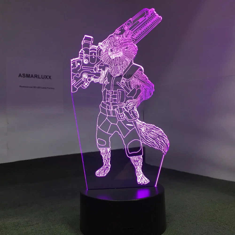 Новинка ракета енот стражи 3D светодиодный светильник Хэллоуин украшение подарок