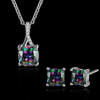 garilina jewelry silver color mystic rainbow pendant earrings party trinket jewelry sets for women accessories as2034