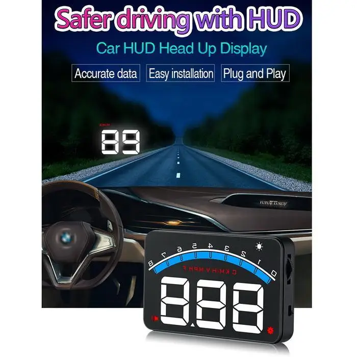 M9 5,5 дюймовый автомобильный дисплей на лобовое стекло OBD HUD бортовой компьютер hud Дисплей Автомобильная электроника obd2 Автомобильный спидометр лобовое стекло проектор