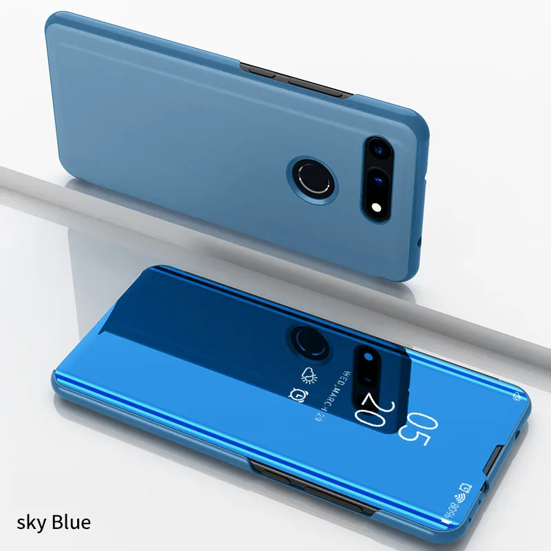 Синий Чехол для Huawei Honor View 20, чехол для Honor V20, роскошный зеркальный флип-чехол, кожаный чехол для телефона, чехол для Honor 20 Pro View 20 - Цвет: Синий