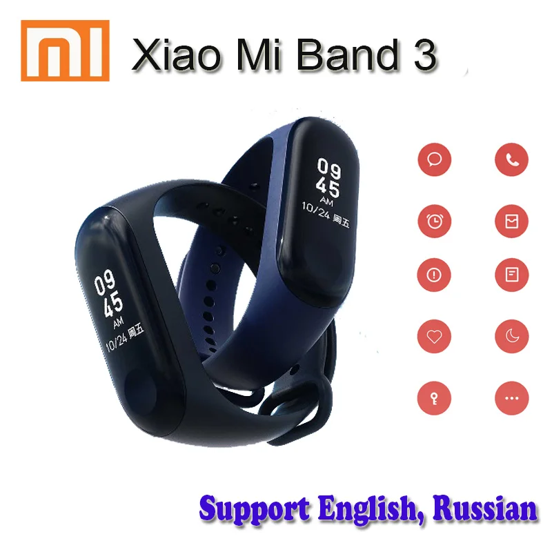 Оригинальный Новый Xiaomi mi смарт браслет 3 фитнес Band большой сенсорный экран OLED