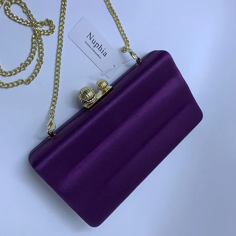 

Nuphia Silk Satin Evening Bags and Clutches for Women Party Prom Clutches Dark Purple matach Shoes and Dresses