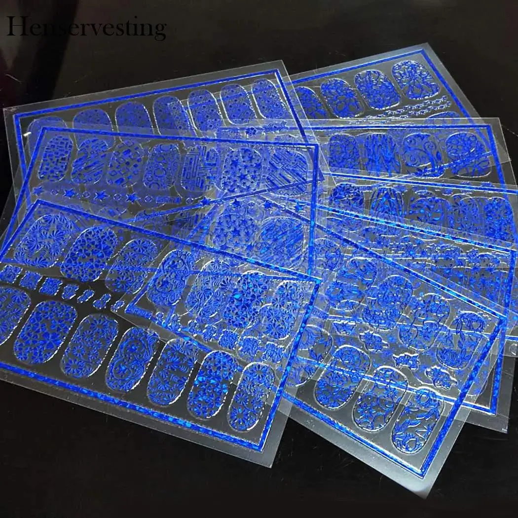 Металлик 3D модные цветы ногтей Стикеры Книги по искусству надписи DIY инструмент