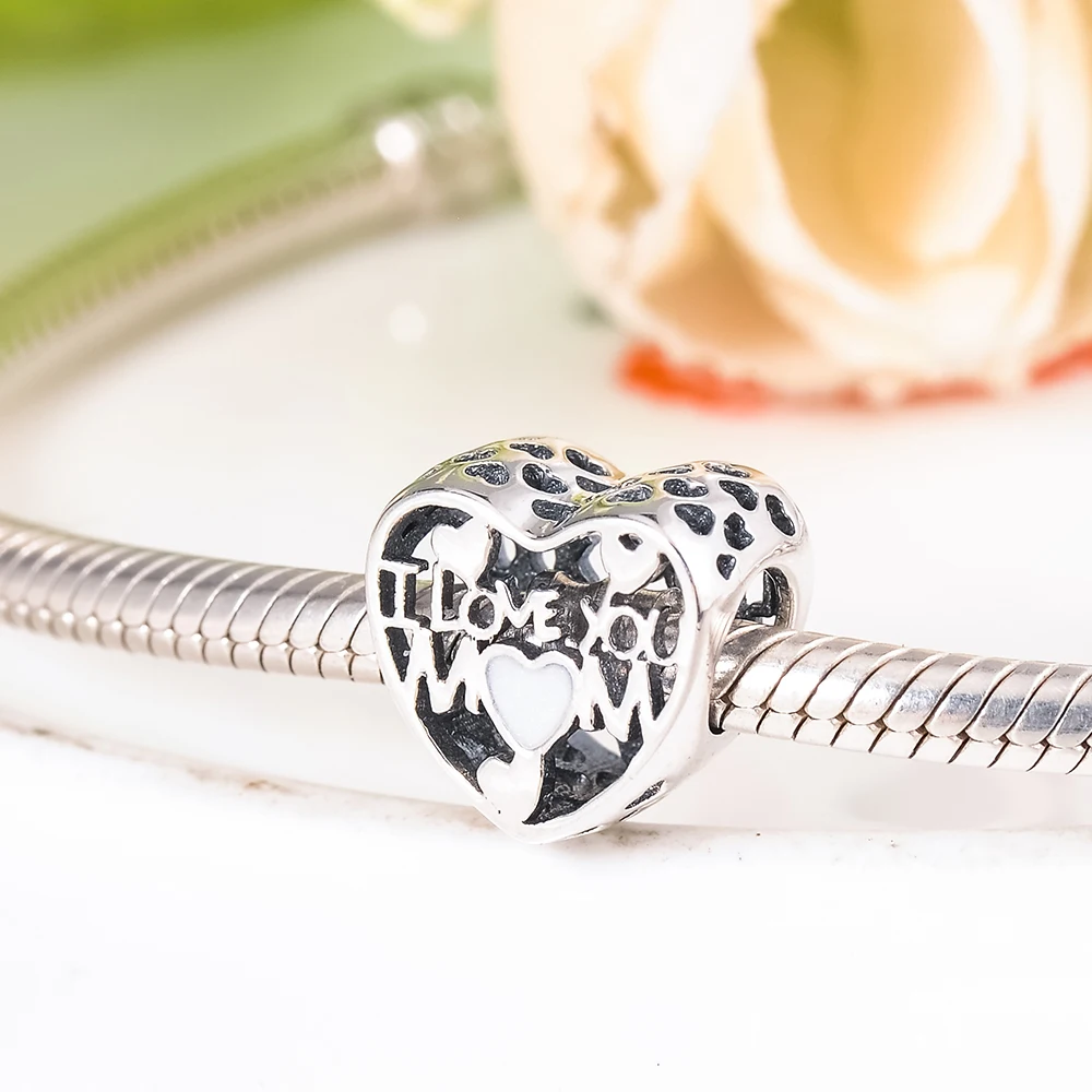 Devolove подарок Винтаж 925 пробы серебро люблю маму бисера Fit Pandora браслет и Цепочки