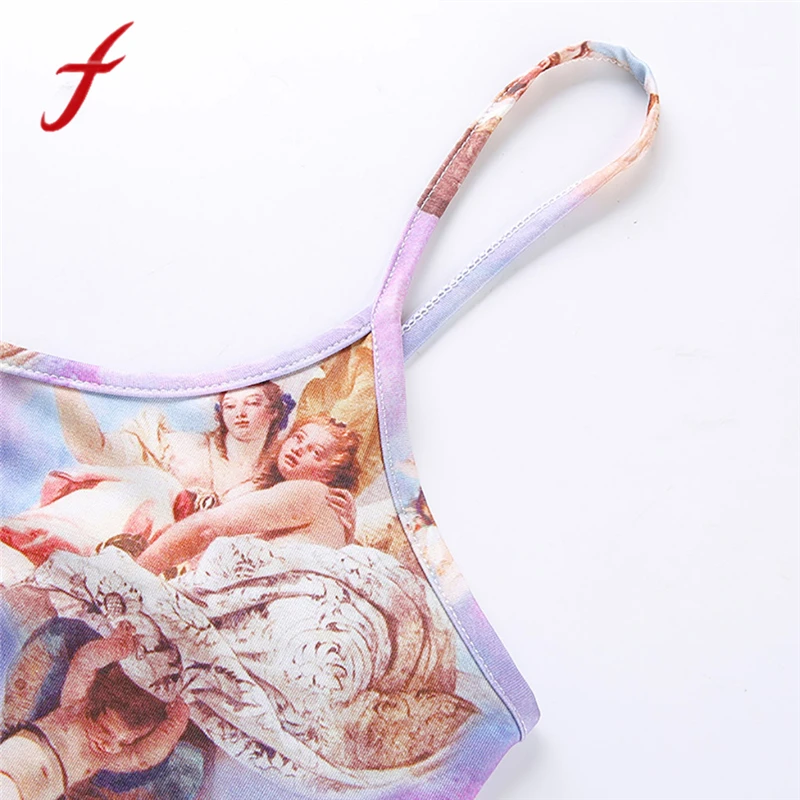 Harajuku Purple Tops Women Sexy Gothic Print Overlap Cross Sling Crop Summer New Fashion Purple Casual Top Vest
