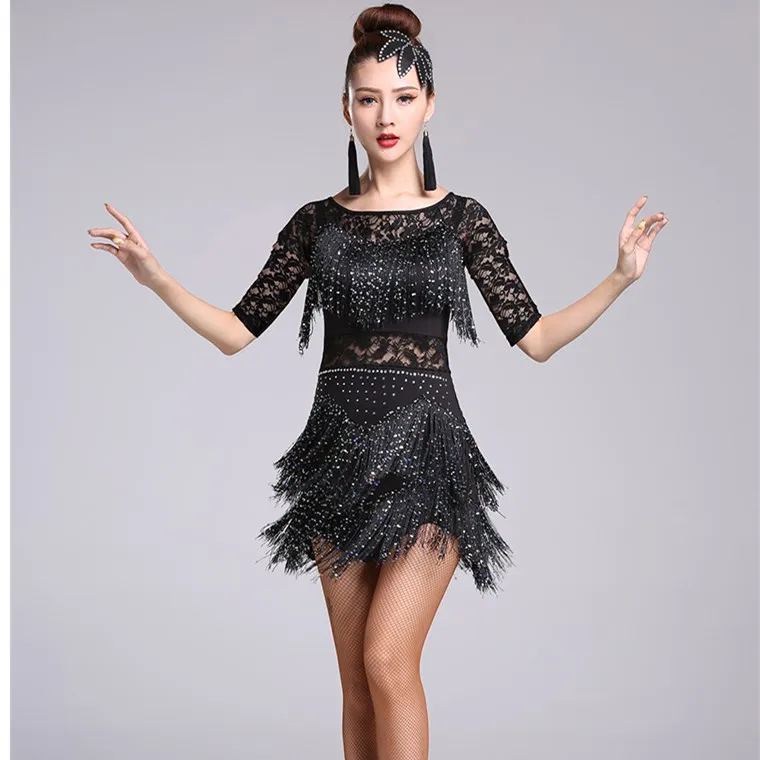 

Red Latin Dance Costumes Women Salsa Dancewear Dance Costume Dresses Ballroom Competition Dresses Tango Adult Fringe Sequin