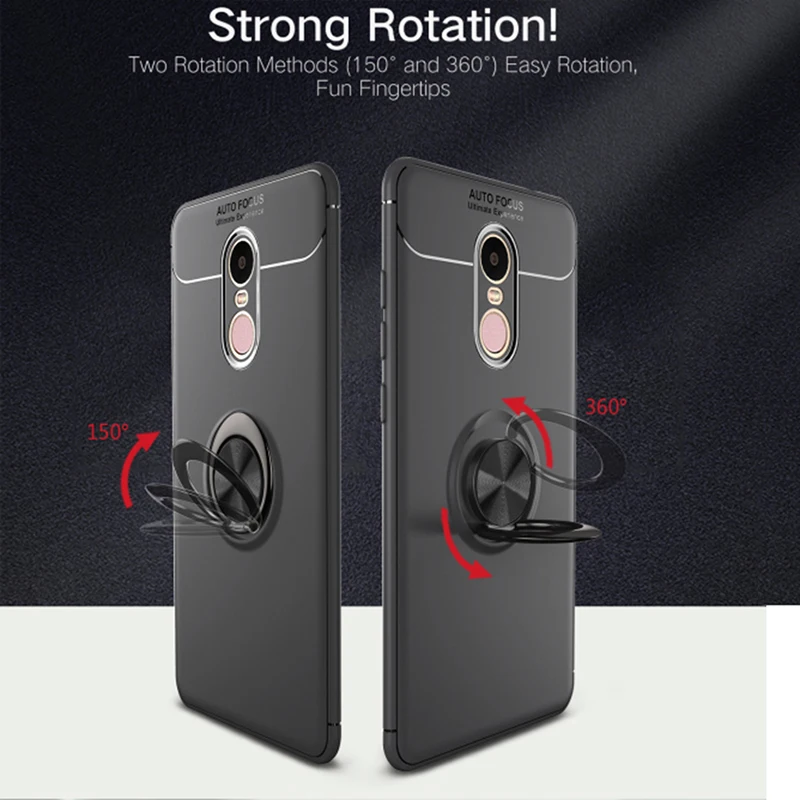 Phone Case For Redmi 7 Rotate Ring Magnetic Car Adsorption Stand Holder Cover note Mi A2 Lite MI8 Silicon |
