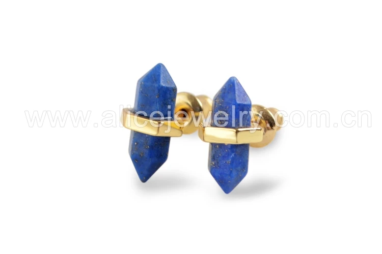 lapis lazuli BOROSA 5 пар золотистого цвета мульти-вид Натуральный Камень Ограненный заостренный серьги гвоздики ювелирные изделия, кулон agates Druzy серьги из Лабрадорита ZG0348 - Окраска металла: lapis lazuli
