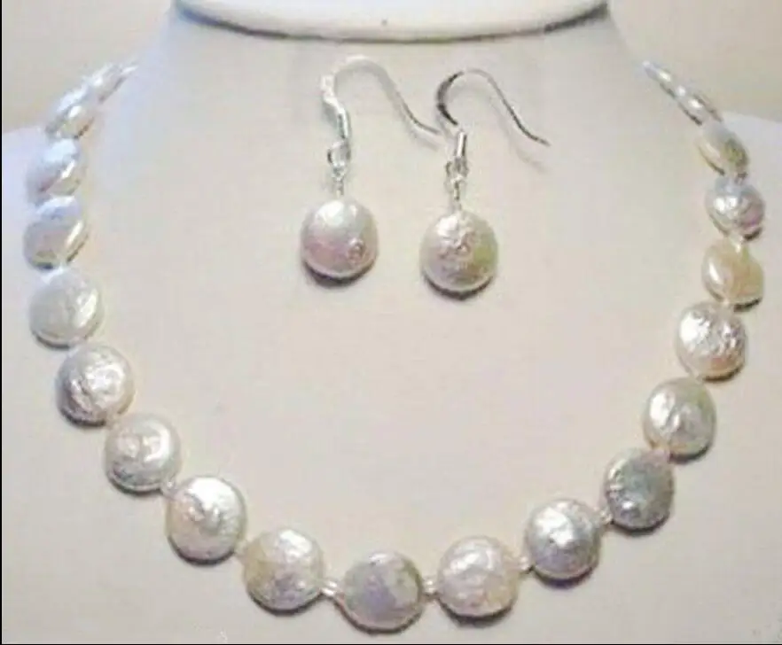 Доставка оптом&gt Новый Горячий 12 13 мм белый ожерелье из жемчужных монет 18 ''+