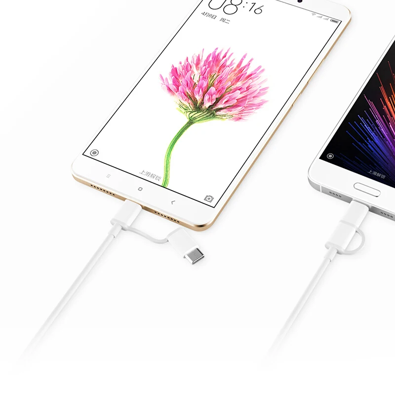 Xiaomi два в одном зарядный кабель Micro USB для Type-C поддержка быстрой зарядки смартфона