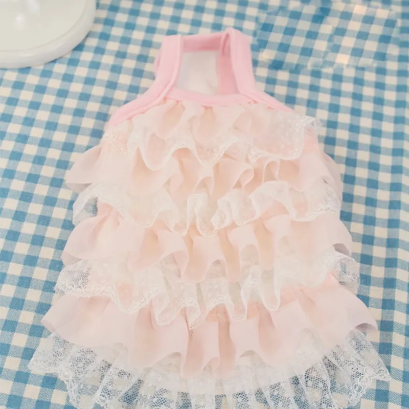 Cute pink Dog puppy lace dress dog cat pet cake Tutu skirt dog luxury Princess wedding Dress summer dog chihuahua clothes