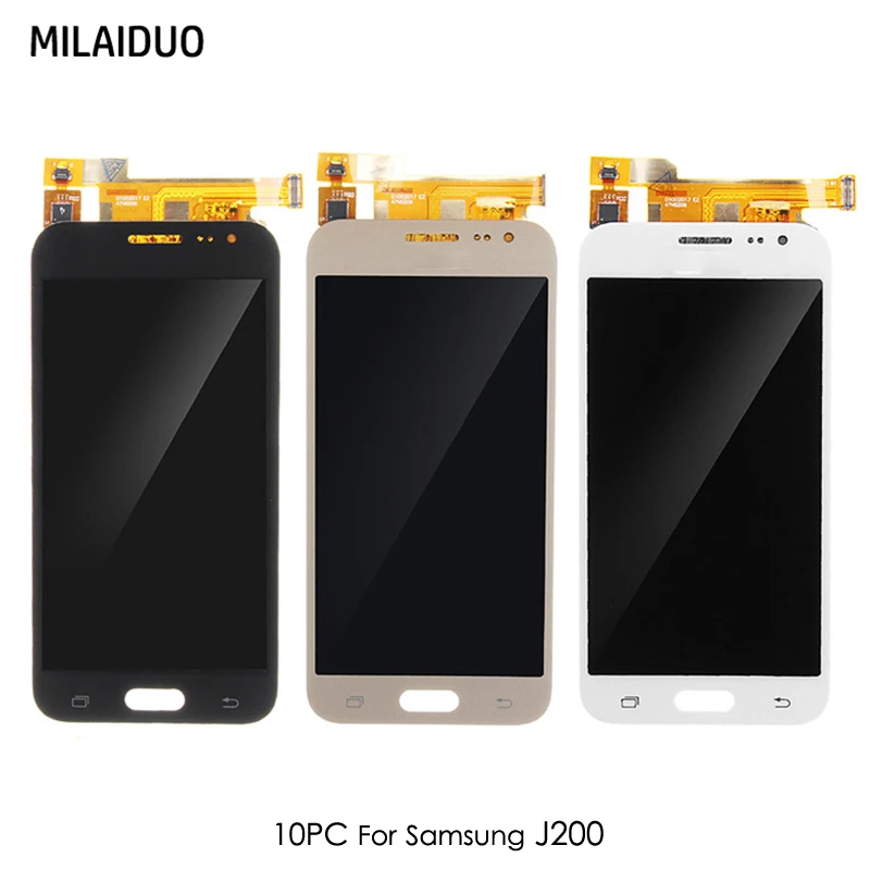 10 шт. ЖК-дисплей Дисплей для samsung Galaxy J2 J200 J200F J200H SM-J200FN кодирующий преобразователь сенсорного экрана в сборе Регулируемый Яркость