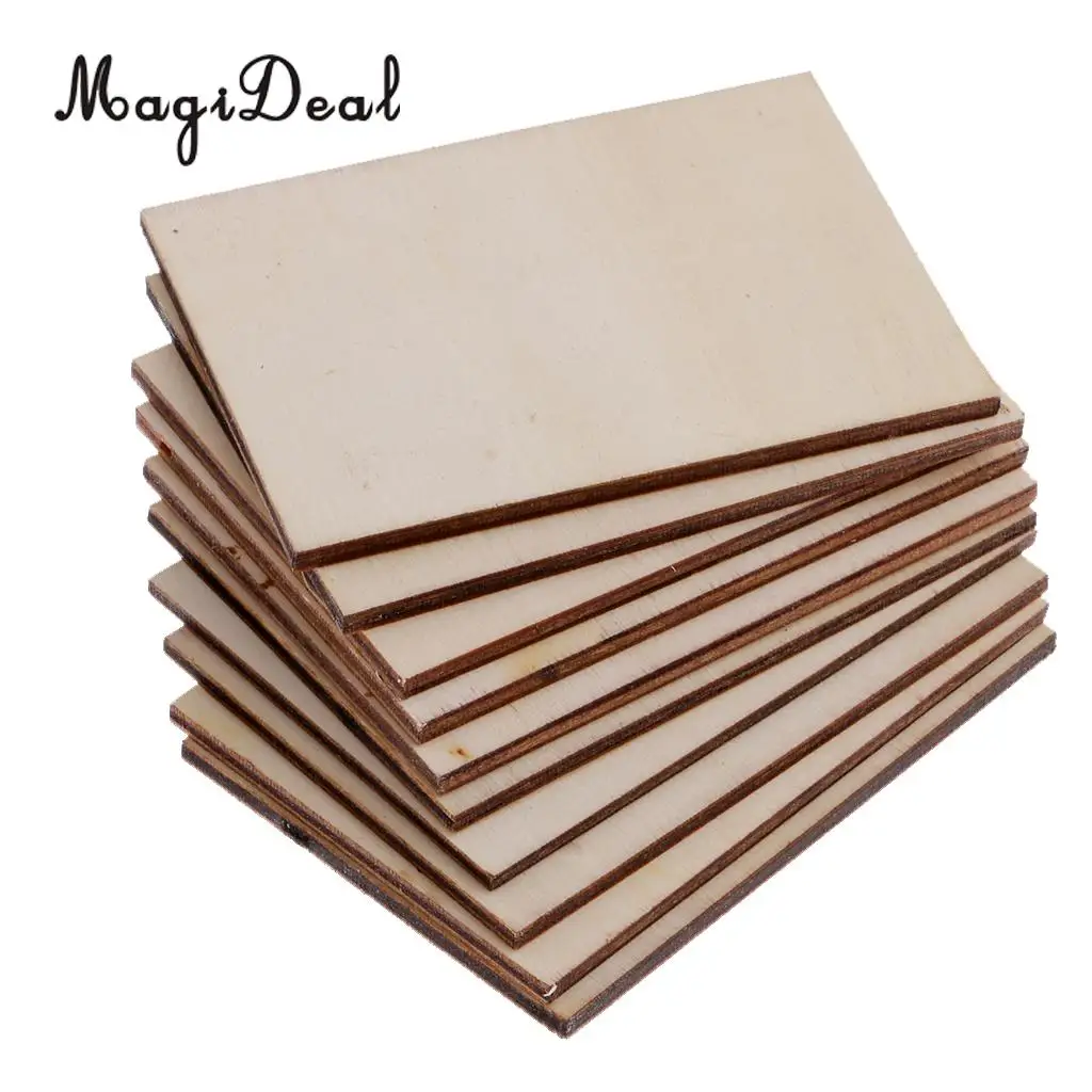 MagiDeal 10 шт. прямоугольник деревянный знак доска для поделок для DIY живопись ремесло Пирография