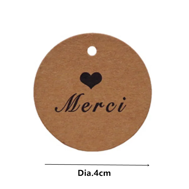 4-merci 100 шт крафт-бумага для печати, бирка ручной работы с любовью для свадьбы, Подарочная коробка для поделок, бирка для конфет, пирожных, сувениры ручной работы, фирменные бирки - Цвет: 4-merci