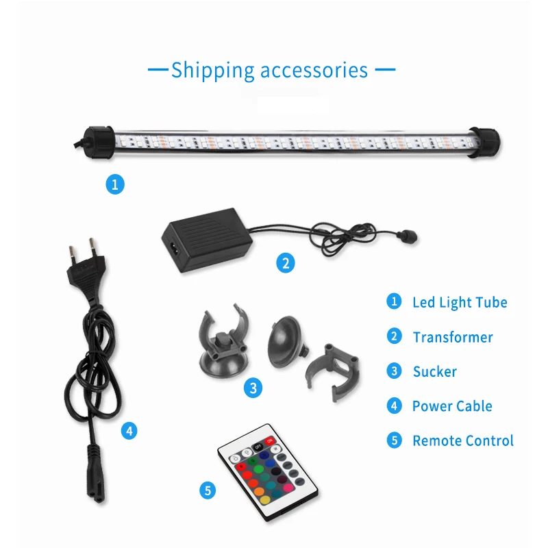 66cm RGB LED Aquarium Light Smiful Fish Tank Submersible Underwater Crystal Glass LEDs Lights | Освещение