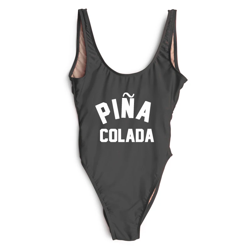 Слитный купальник PINDA COLADA с буквенным принтом женский бикини монокини черный