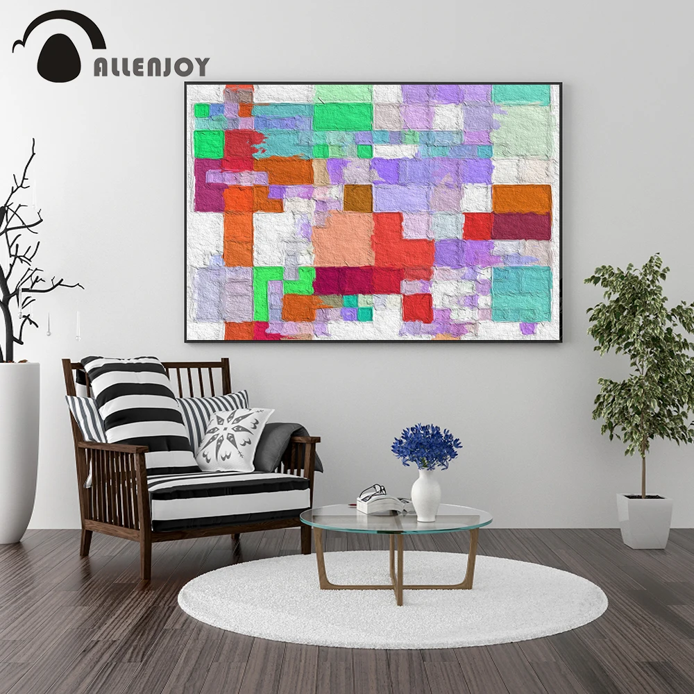 Allenjoy красочные картины маслом абстрактные геометрические прямоугольные узоры