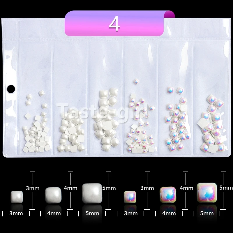 

1 Pack white ABS Imitation Pearls mixed design flat back 3D nail art decorations pearls rhinestones nails accessories stones