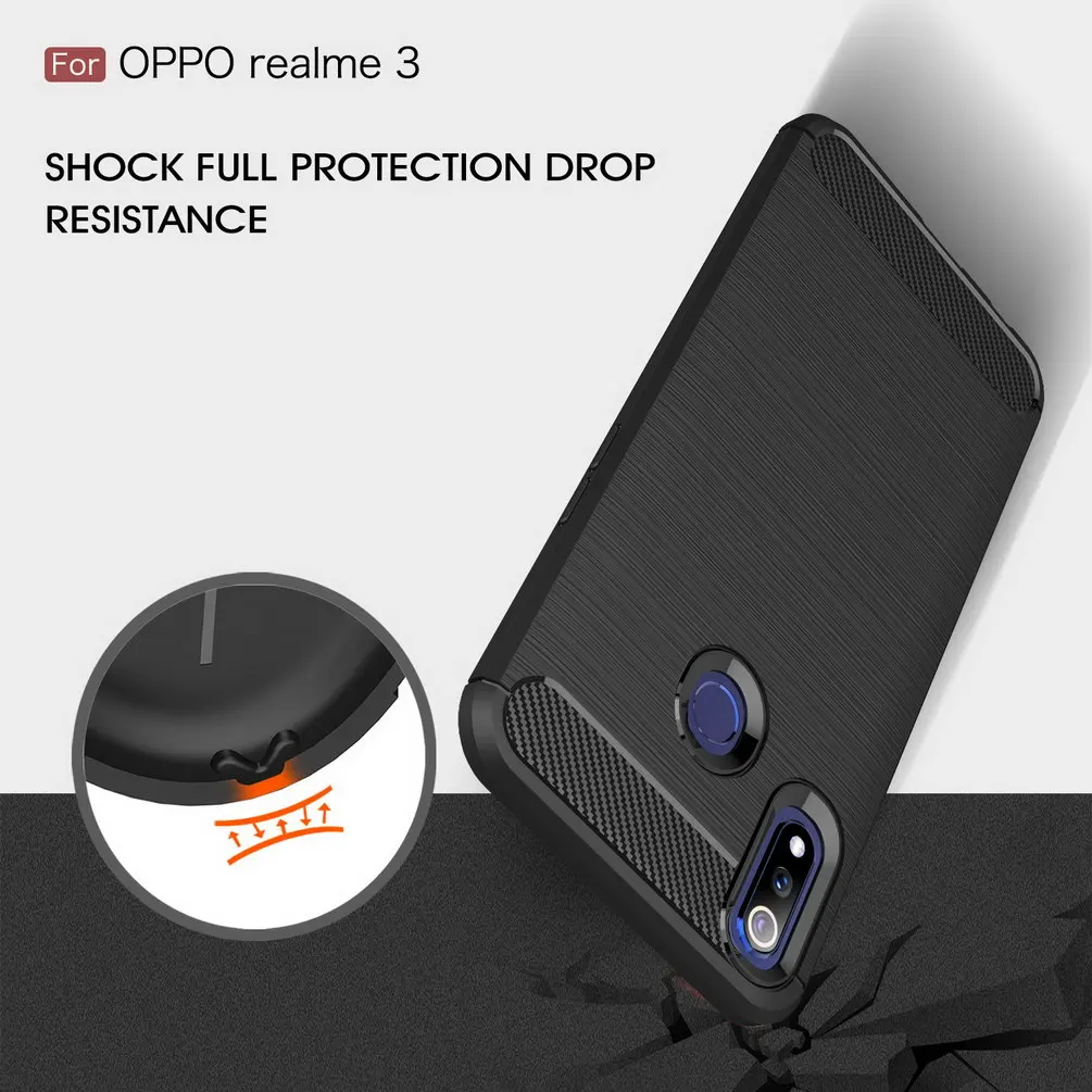 Роскошный чехол для телефона OPPO Realme 3 смартфон Мягкий силиконовый из углеродного