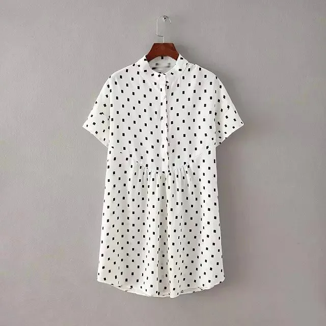 2015 New Arrival Casual Fit And Flare Patchwork Short Batwing Sleeve Empire Mandarin Collar Knee-length Chiffon Appliques Dresse | Женская