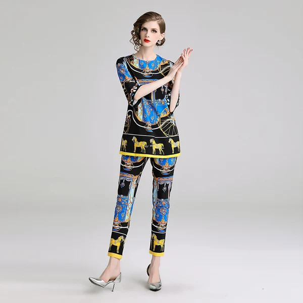 Женский дизайнерский винтажный комплект из двух предметов повседневный