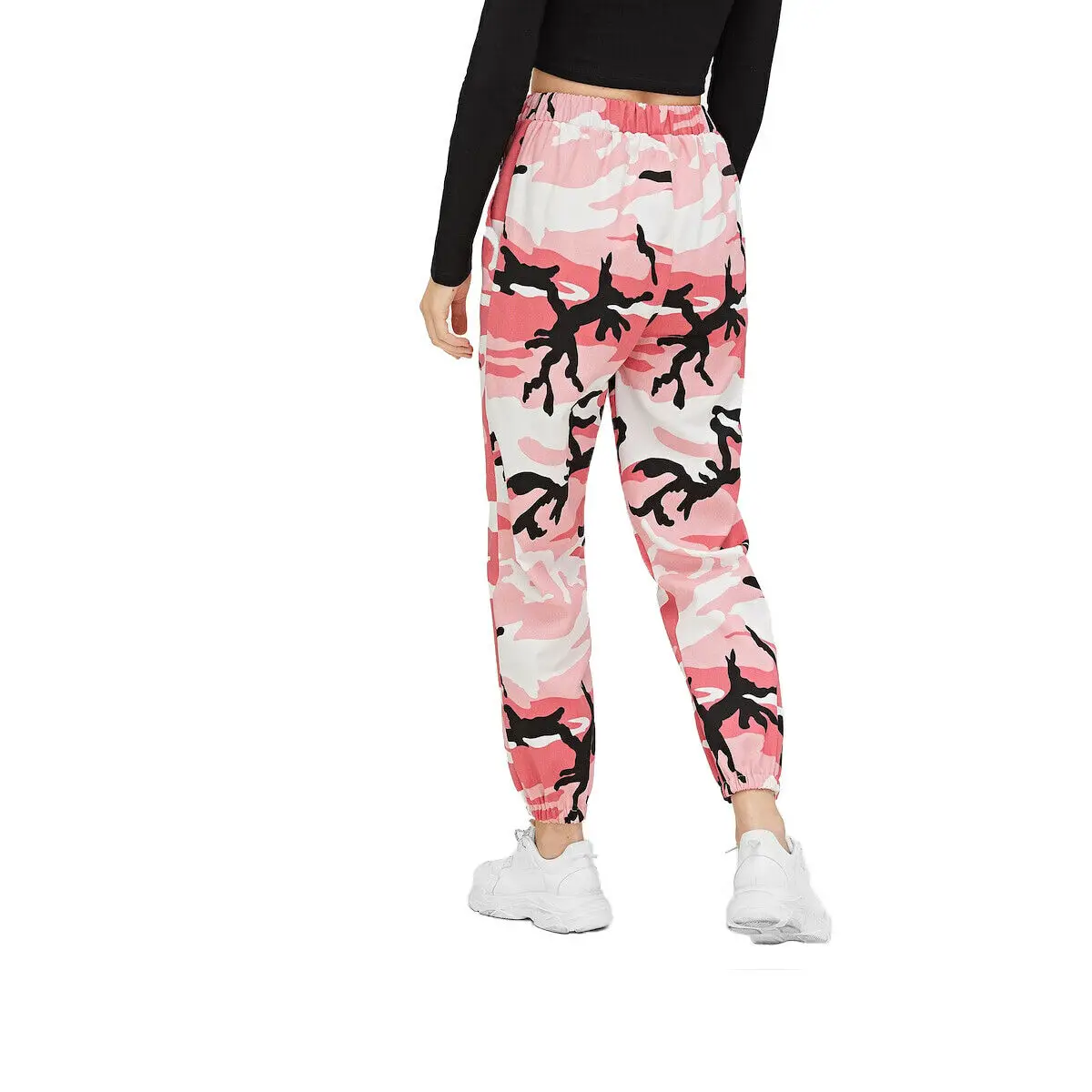 Женские камуфляжные брюки с высокой талией летние повседневные свободные