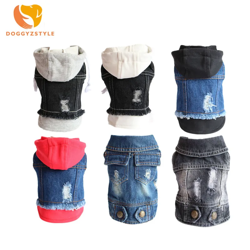 

DOGGYZSTYLE Denim New Pet Clothes Jean Dog Hoodies Vest Summer Puppies Cat Personalized Jacket Teddy Chihuahua Casual Apparel