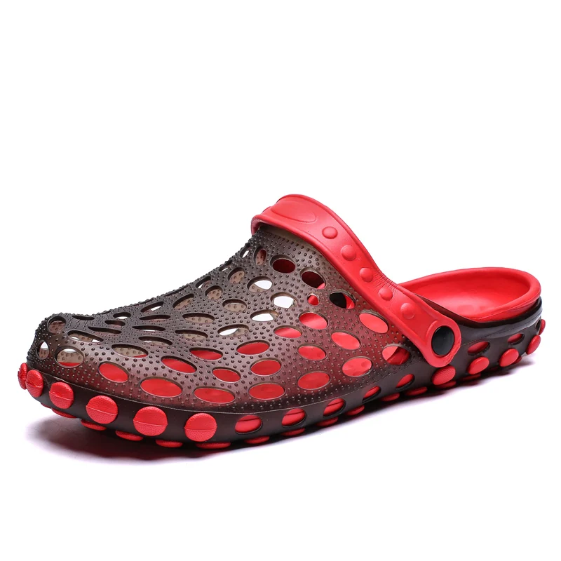 L1868 Black Red Мужские тапочки; унисекс; летние сандалии на полой подошве; модные уличные пляжные повседневные кроссовки; пара пляжных сандалий; мужские шлепанцы; сандалии - Цвет: L1868 Black Red