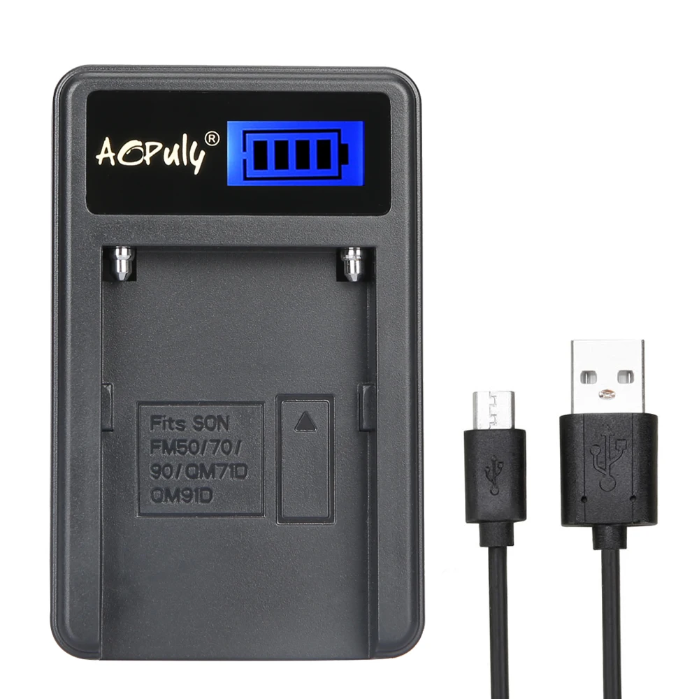 

AOPULY Battery Charger NP-FM50 NP FM50 Camera Battery LCD USB Charger For Sony Alpha A100 DSLR-A100 A100K CCD-TRV408 DCR-PC105