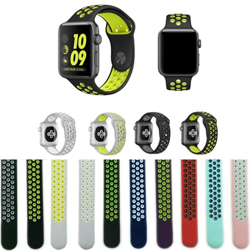 Новейший гибкий дышащий силиконовый ремешок для Apple Watch Sports Series 3 &amp 2 1 42 мм 38