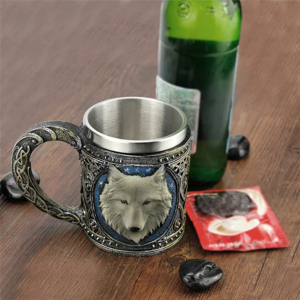 3D Волк МОК мультфильм Dier Lone Wolf Koning Drinkbeker Ретро Hars Rvs Voering Thee Bier Koffie Mok подарок sep40 |